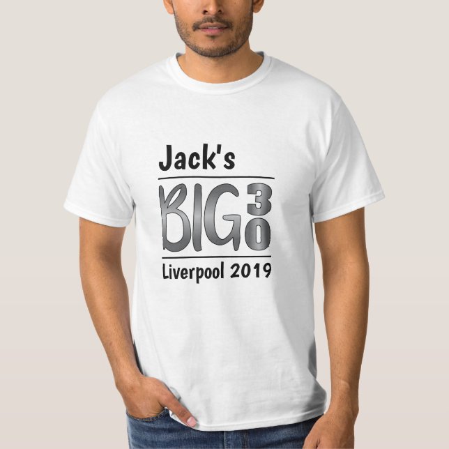 Camiseta Trigésimo cumpleaños personalizado del varón (Anverso)