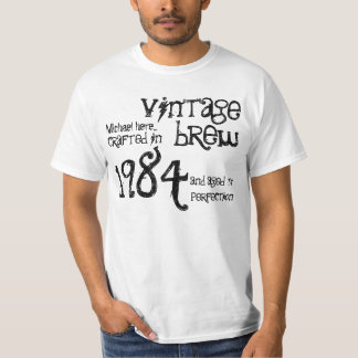 Camiseta trigésimo Negro blanco 1984 del Brew del vintage