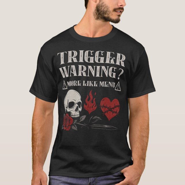 Camiseta Trigger Warning Dark Romance Reader Spicy Bookish  (Anverso)
