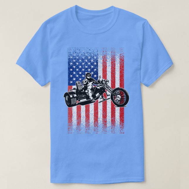 Camiseta Triker Motorcycle Patriotic American Flag Trike Bi (Diseño del anverso)