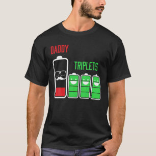 Camiseta Trillizos papá papá papá de 3 niños con batería de