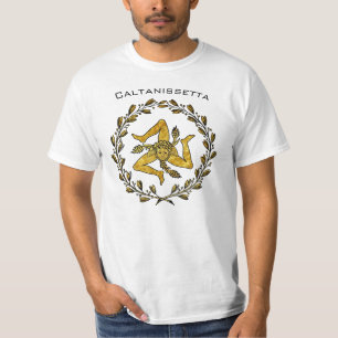 Camiseta Trinacria siciliano y la guirnalda verde oliva