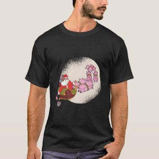 Camiseta Trineo de Santa con cerdos voladores y