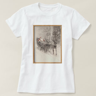 Camiseta Trineo vintage de Santa – Boceto del bosque de Nav