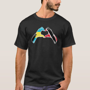 Camiseta Trinidad y Tobago Bahamas Bandera Corazón Mezcla H