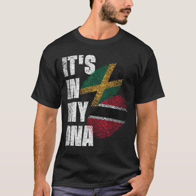 Camiseta Trinitense Plus Jamaican Mezcla de Bandera de ADN  (Anverso)