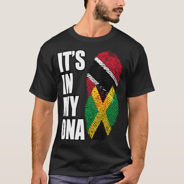 Camiseta Trinitense Plus Jamaican Mezcla de Bandera de ADN  (Anverso)