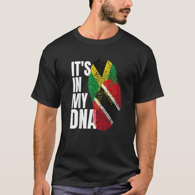 Camiseta Trinitense Plus Jamaican Mezcla de Bandera de ADN  (Anverso)