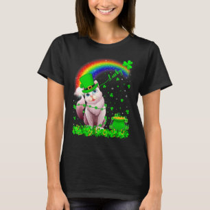 Camiseta Trino de trébol de la suerte gato balinés arcoíris