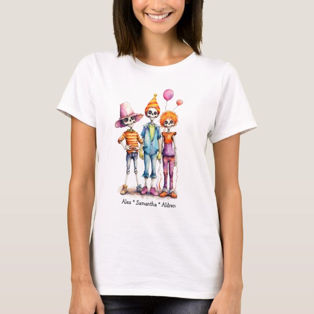 Camiseta Trio Adorable Pastel Zombie - Halloween lindo (3) (Anverso)