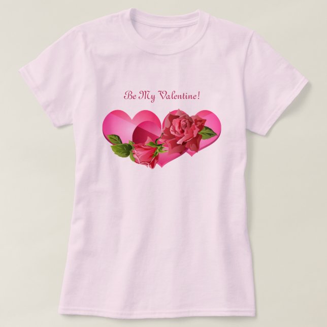 Camiseta Trío cardíaco con El día de San Valentín de rosas  (Diseño del anverso)