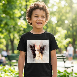 Camiseta Trío de acuarelas de adorables gatitos negros y na