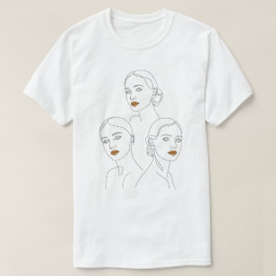 Camiseta Trío de Arte de Línea Femenina Elegante, Minimalis