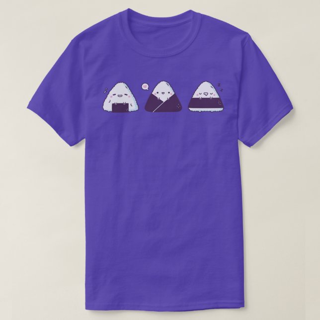 Camiseta Trio de balas de arroz japonesas Kawaii Onigiri (Diseño del anverso)
