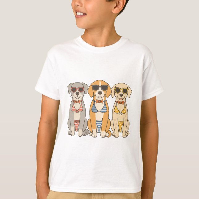 Camiseta Trío de Bikini Beach Barkers con Actitud (Anverso)
