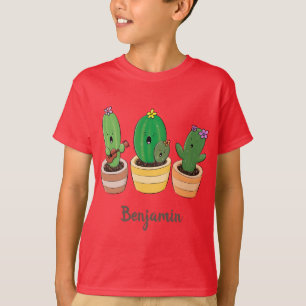 Camiseta Trío de cactus lindos cantando ilustración de dibu