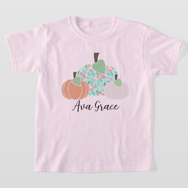 Camiseta Trío de calabaza floral de chicas personalizado (Distribución)