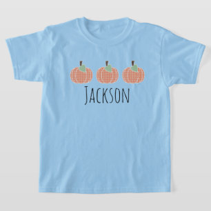 Camiseta Trío de calabazas de gingham naranja para niños