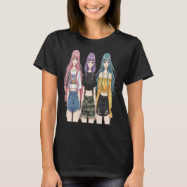 Camiseta Trio de Chicas de Moda Anime