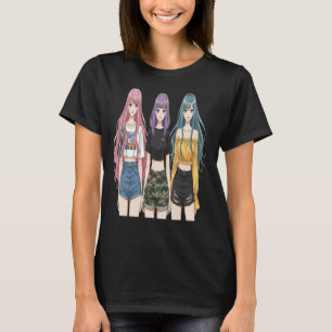 Camiseta Trio de Chicas de Moda Anime