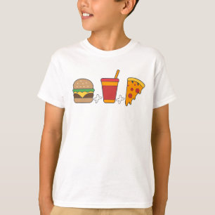 Camiseta Trío de comida rápida: hamburguesa, refresco, porc
