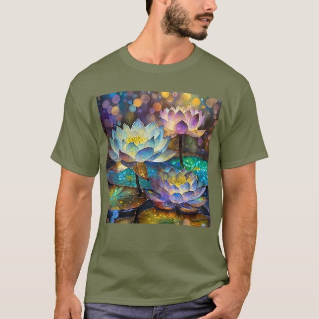 Camiseta Trío de flores de loto brillantes (Anverso)