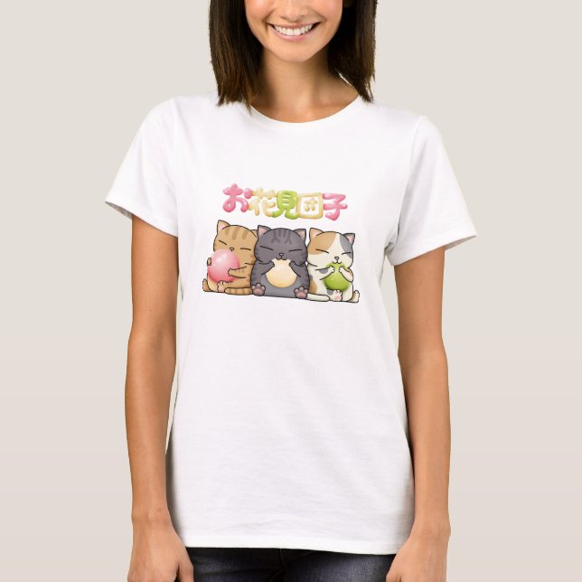 Camiseta Trio de gato Cute Hanami (Anverso)