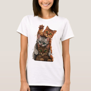 Camiseta Trío de gatos caprichosos: Pilas juguetonas
