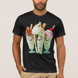 Camiseta Trío de helados Kawaii Personajes de postres lindo