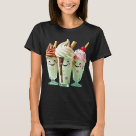 Camiseta Trío de helados Kawaii Personajes de postres lindo