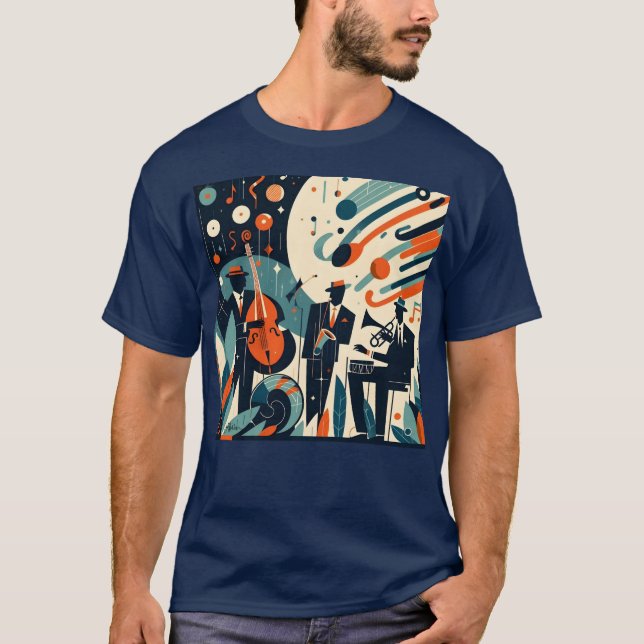 Camiseta Trío de Jazz de la Era Moderna de Mitad de Siglo (Anverso)