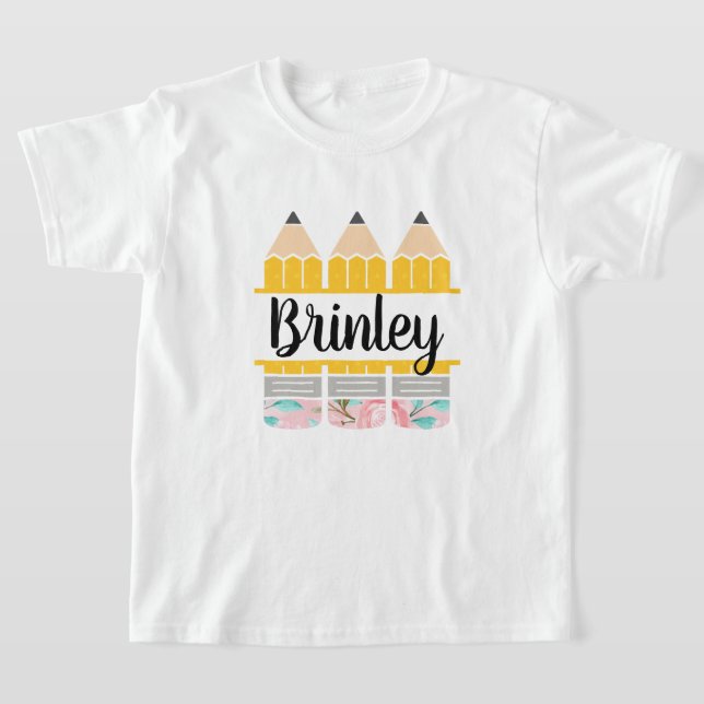 Camiseta Trío de lápiz floral personalizado (Distribución)