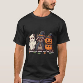 Camiseta Trío de Mapaches Lindos de Halloween