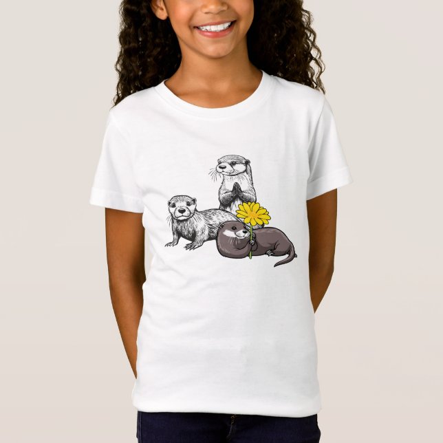 Camiseta Trío de nutrias lindas (Anverso)