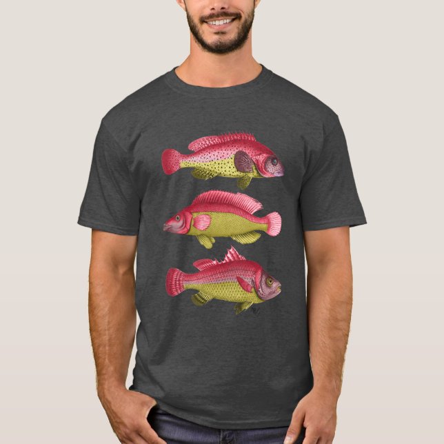 Camiseta Trío de peces rojo y amarillo (Anverso)