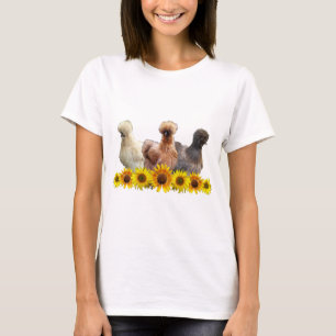 Camiseta Trío de pollo y girasoles de Silkie Bantam