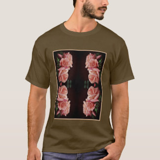 Camiseta Trío de Rosa de Melocotón Abstracto Vintage Floral
