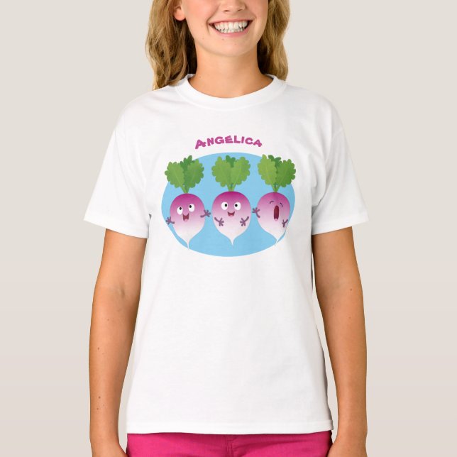 Camiseta Trío de verduras de nabo lindo personalizado (Anverso)