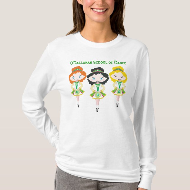 Camiseta trío del grupo escolar de bailarina de danza irish (Anverso)