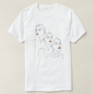 Camiseta Trío Femenino de Arte de Línea