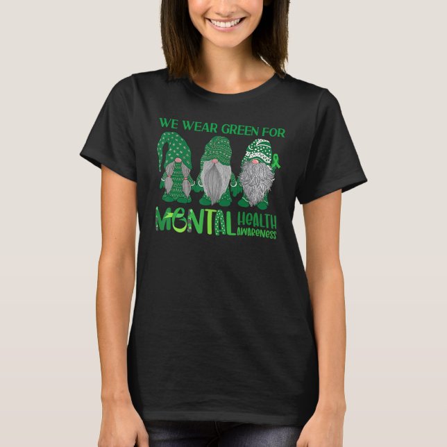 Camiseta Trio Gnome Usamos Green Mental Health Awareness S (Anverso)