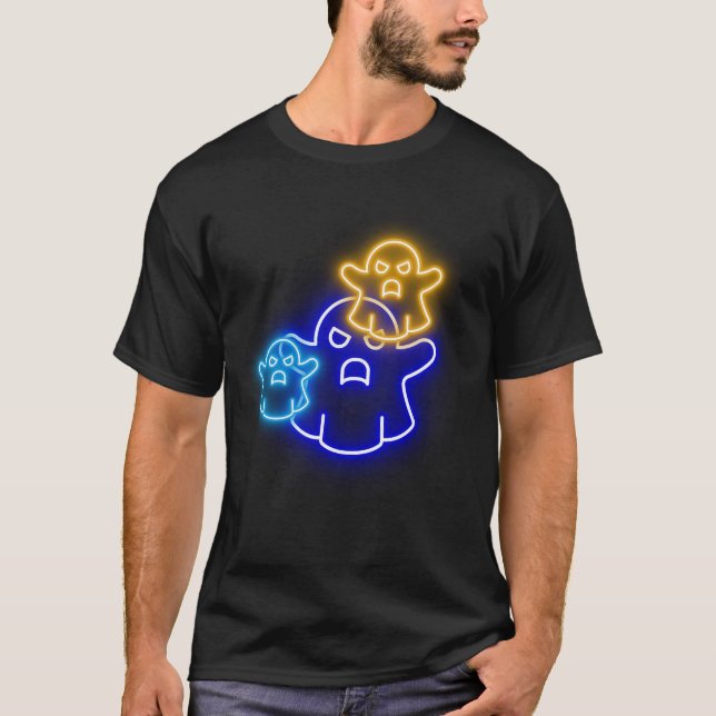 Camiseta Trio Neon Ghost azul y Naranja (Anverso)