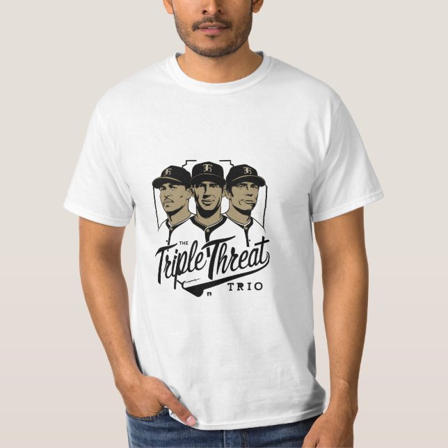 Camiseta triple amenaza trío juego de béisbol amante gráfic (Anverso)