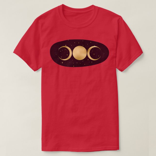 Camiseta Triple diosa en estrellas de oro en vino (Diseño del anverso)