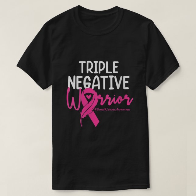 Camiseta Triple Guerrero Negativo Cáncer de Mama Cinta Rosa (Diseño del anverso)