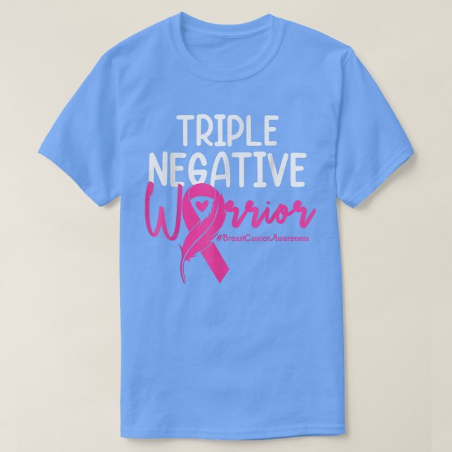 Camiseta Triple Guerrero Negativo Cáncer de Mama Cinta Rosa (Diseño del anverso)
