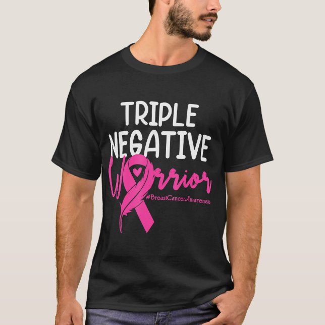 Camiseta Triple Guerrero Negativo Cáncer de Mama Cinta Rosa (Anverso)