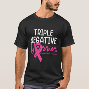 Camiseta Triple Guerrero Negativo Cáncer de Mama Cinta Rosa