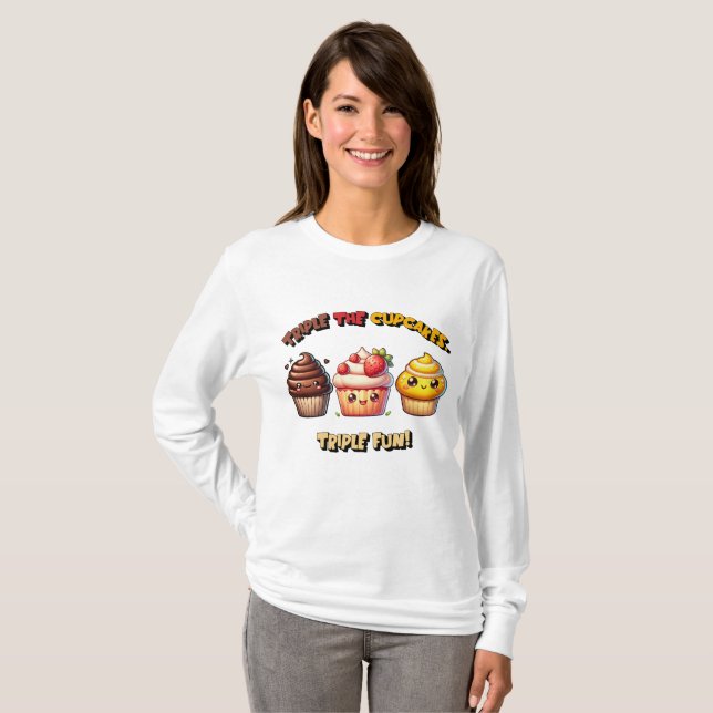 Camiseta Triple los pasteles, Triple diversión! (Anverso completo)