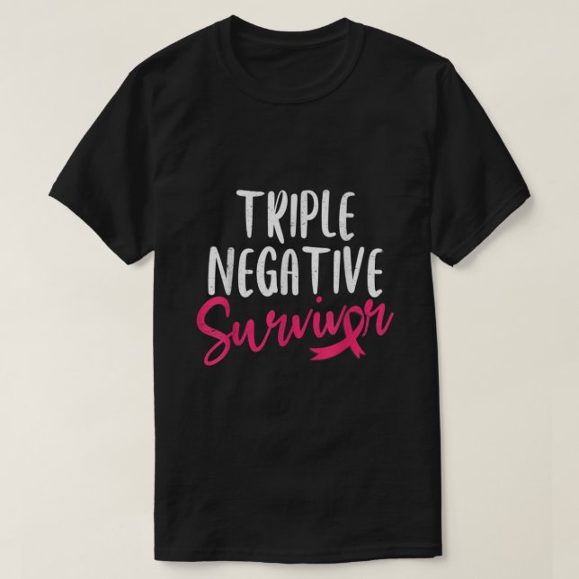 Camiseta Triple sobreviviente negativo de cáncer de mama de (Diseño del anverso)